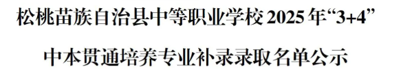 2025年“3+4”中本贯通补录名单公示
